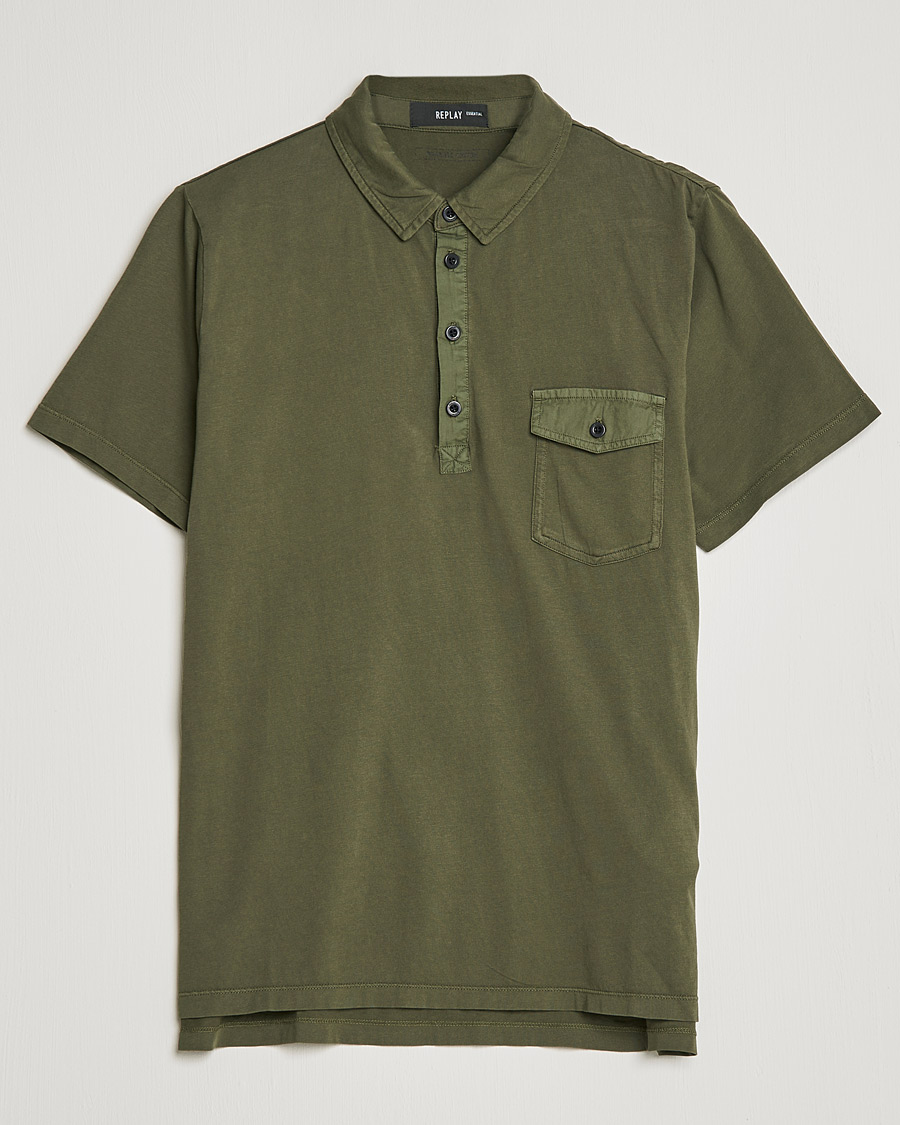 Herren | Poloshirts | Replay | Organic Cotton Jersey Polo Army Green