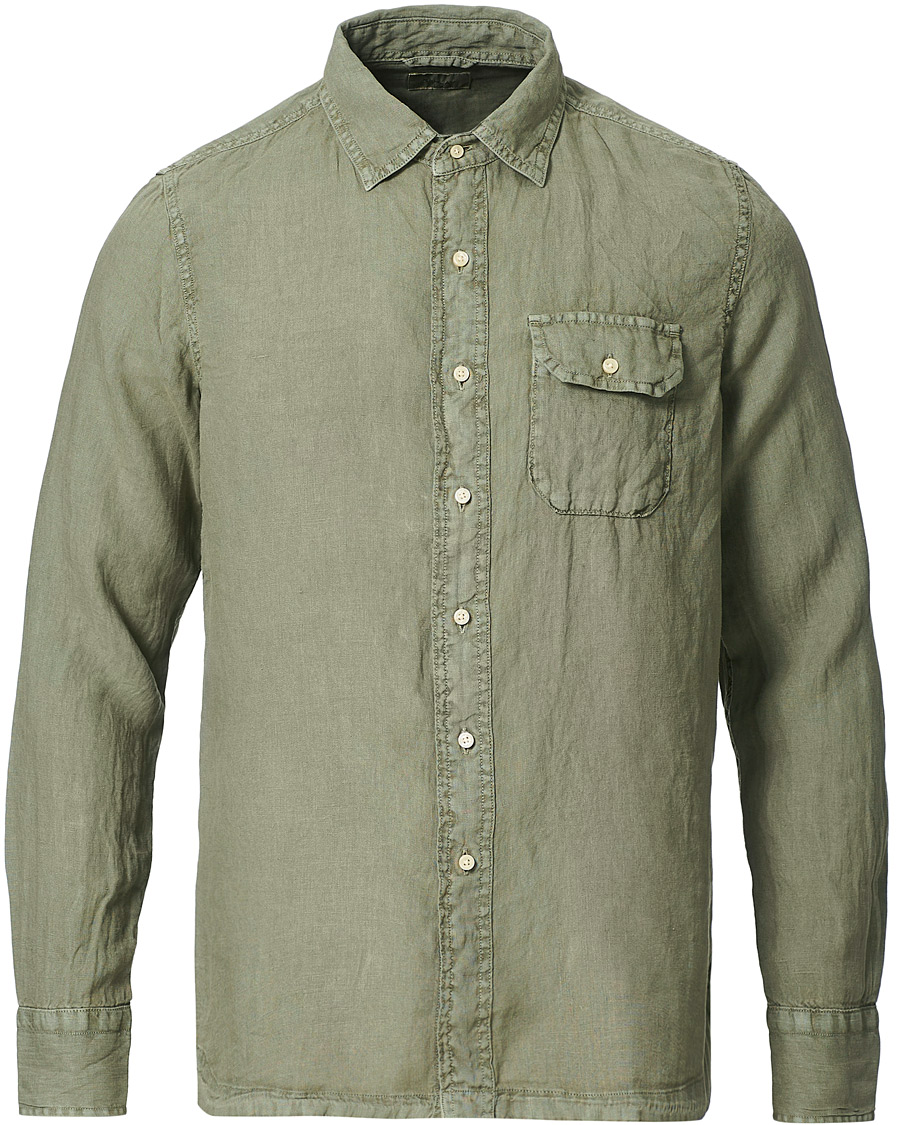 Herren | Hemden | Replay | Pocket Linen Shirt Sage Green