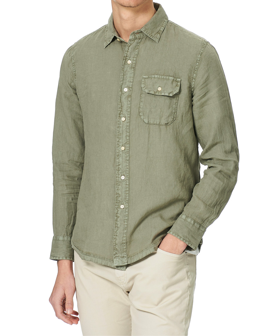 Herren | Hemden | Replay | Pocket Linen Shirt Sage Green