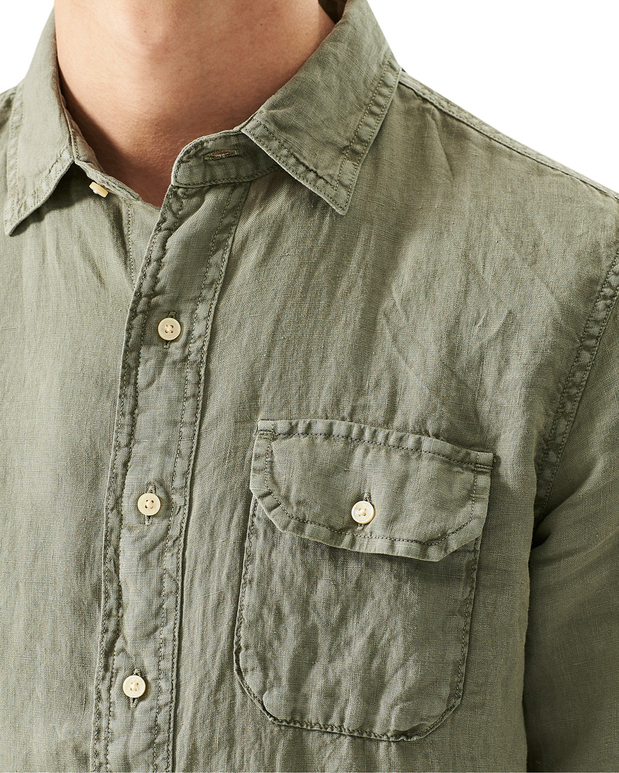 Herren | Hemden | Replay | Pocket Linen Shirt Sage Green