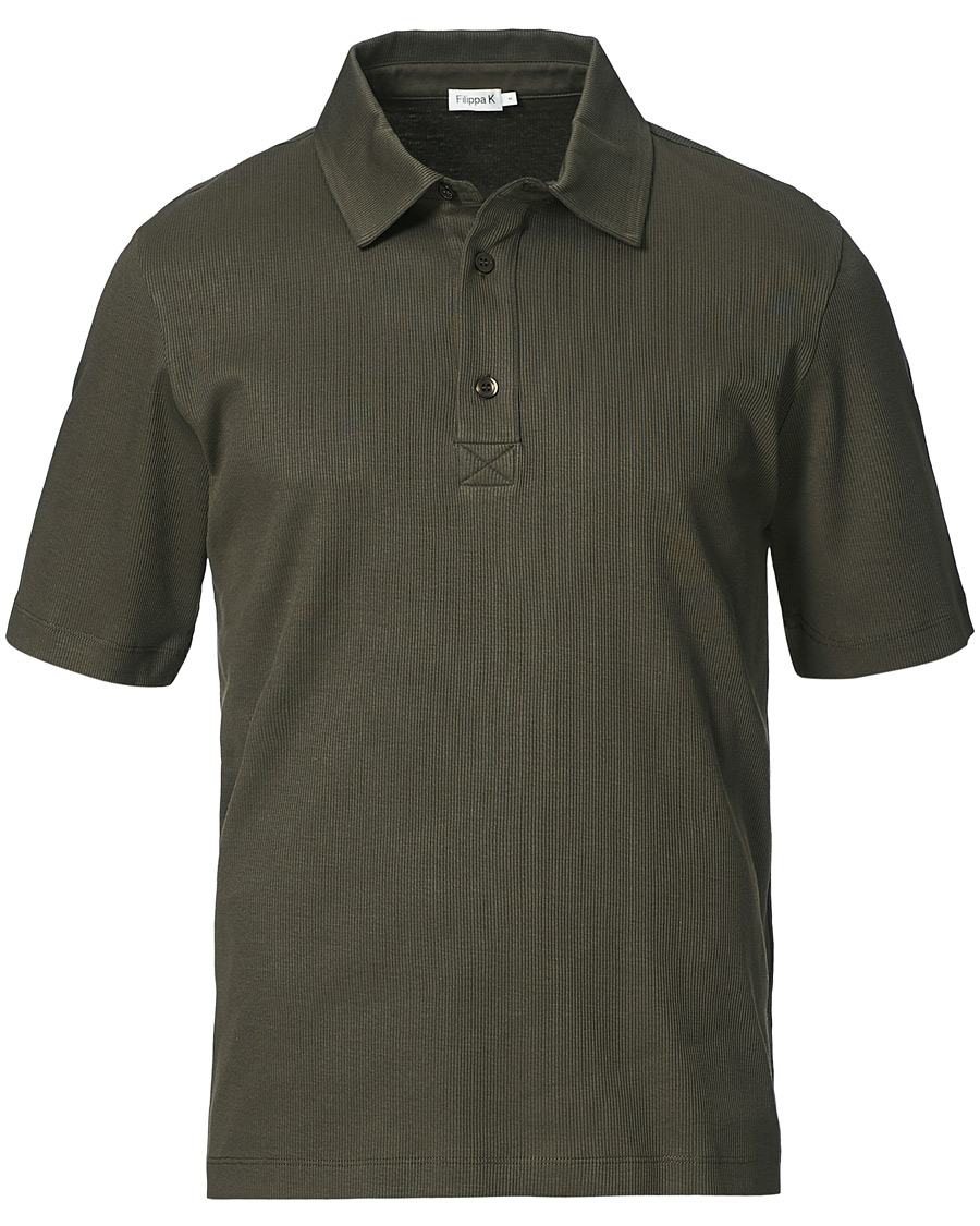 Herren | Poloshirts | Filippa K | Rib Polo Tee Fadded Moss Green