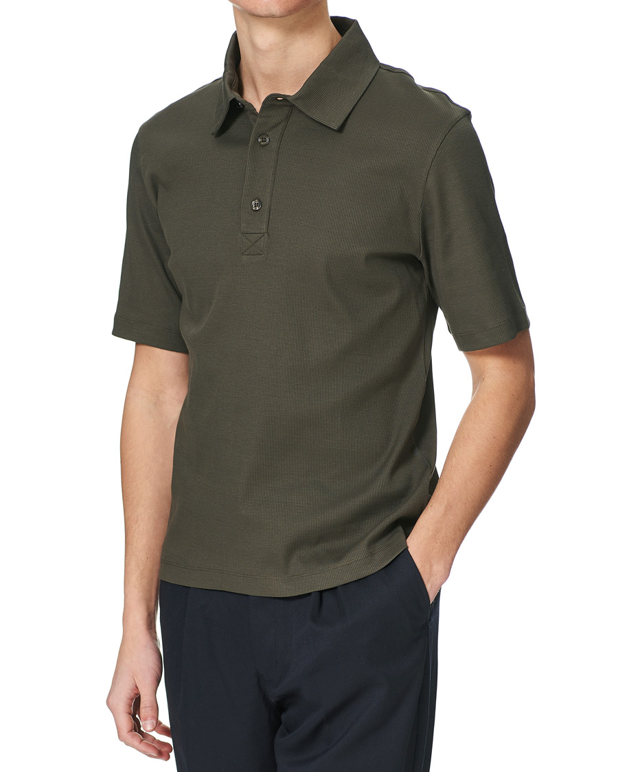 Herren | Poloshirts | Filippa K | Rib Polo Tee Fadded Moss Green