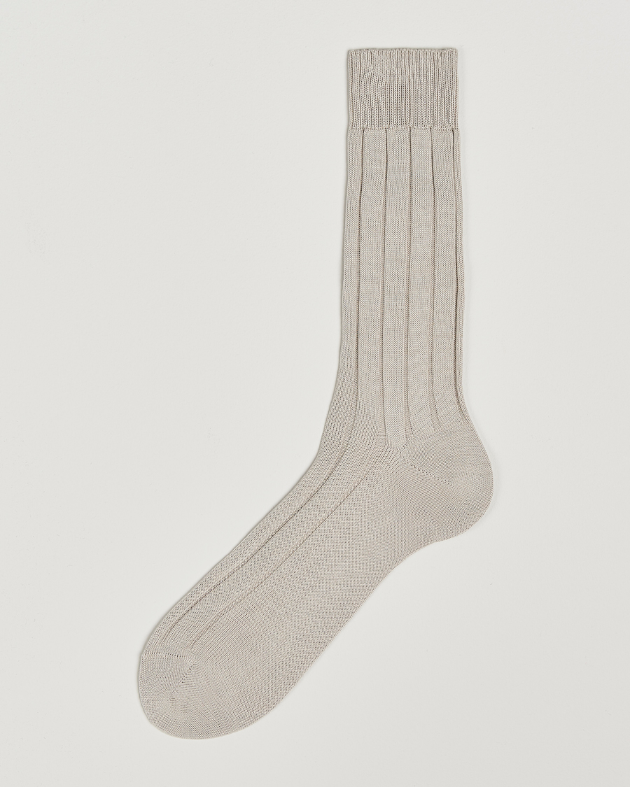Herren | Unterwäsche | Bresciani | Wide Ribbed Cotton Socks Off White