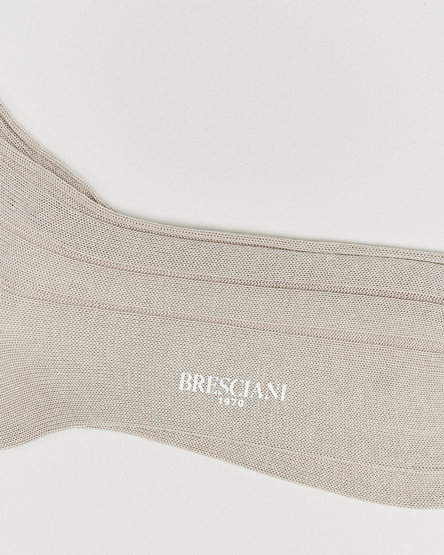 Herren | Unterwäsche | Bresciani | Wide Ribbed Cotton Socks Off White