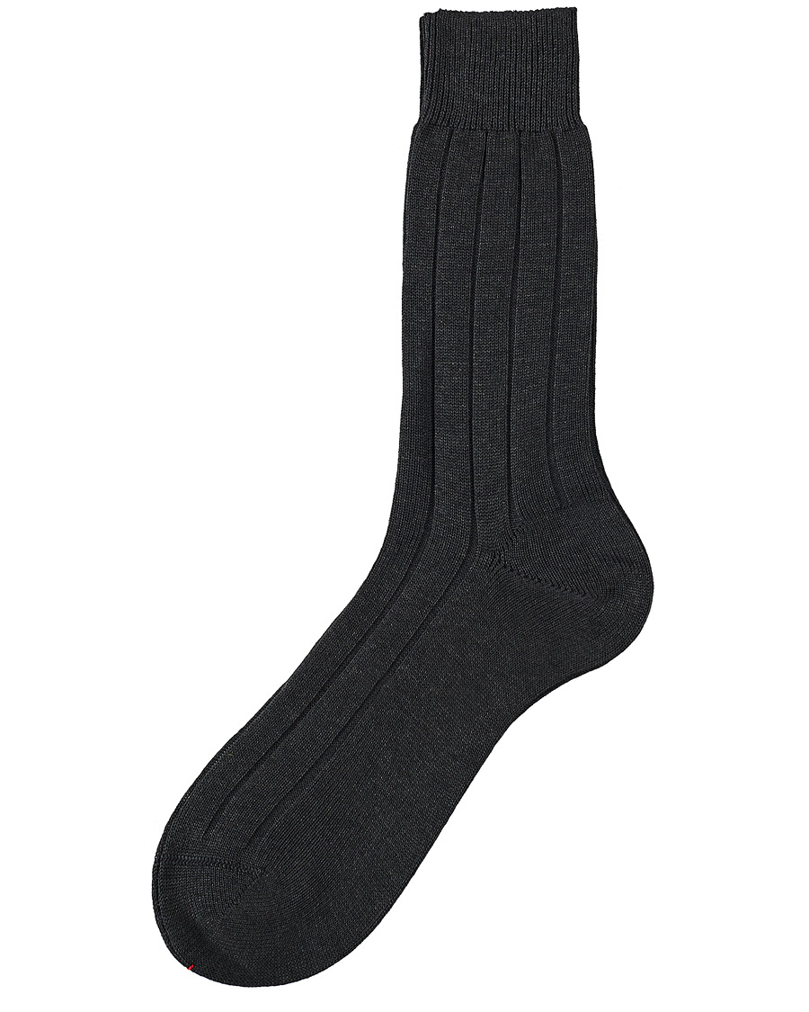 Herren | Unterwäsche | Bresciani | Wide Ribbed Cotton Socks Charcoal
