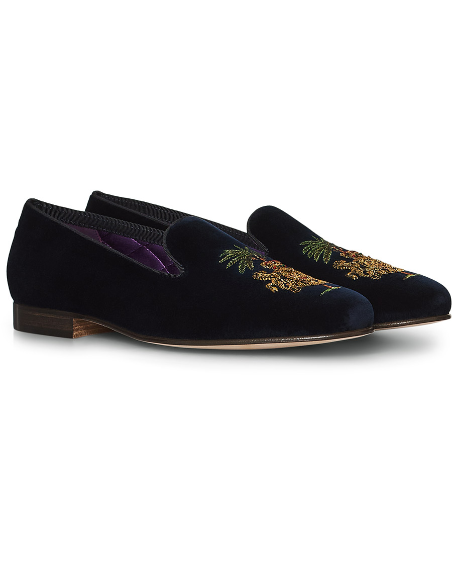 Herren | Ralph Lauren Purple Label Alonso Palm Crest Slippers Navy | Ralph Lauren Purple Label | Alonso Palm Crest Slippers Navy