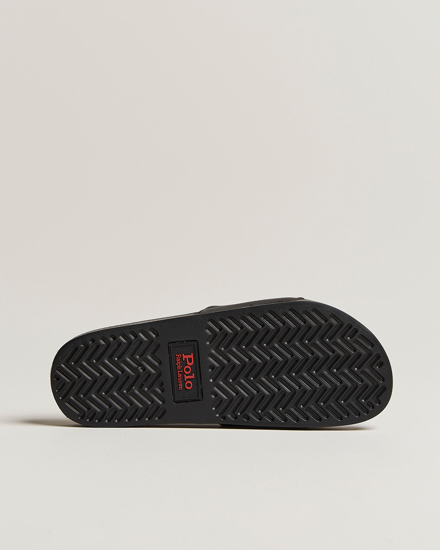 Herren | Polo Ralph Lauren Leather Logo Slides Black | Polo Ralph Lauren | Leather Logo Slides Black