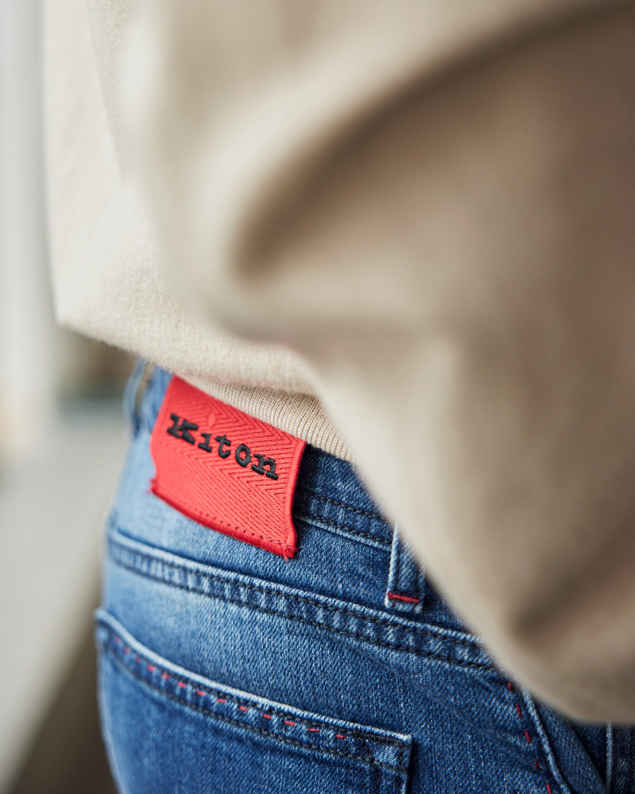 Herren | Jeans | Kiton | Slim Fit Stretch Jeans Blue Wash