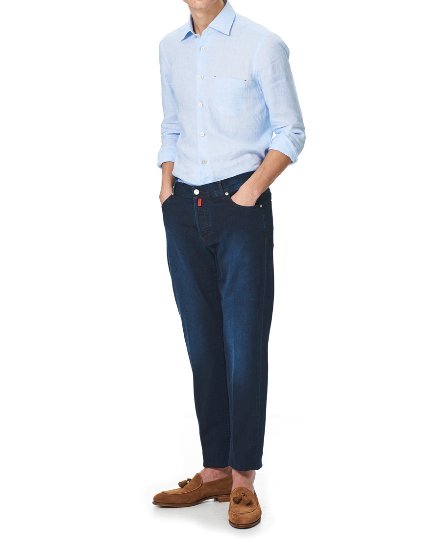 Herren | Hemden | Kiton | Linen Sport Shirt Light Blue
