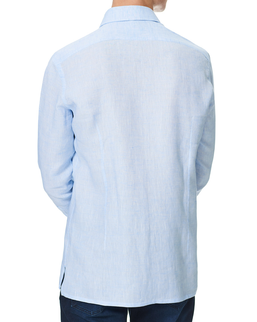 Herren | Hemden | Kiton | Linen Sport Shirt Light Blue