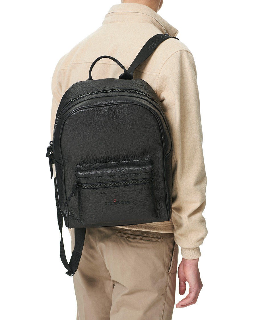 Herren | Kiton Deerskin Leather Backpack Black | Kiton | Deerskin Leather Backpack Black