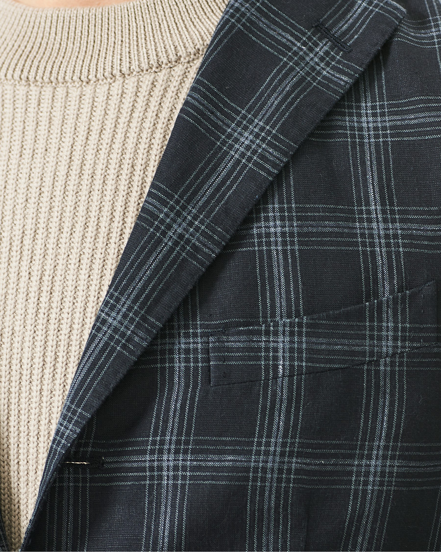Herren | Sakkos | Boglioli | K Jacket Wool/Linen Overcheck Blazer Navy
