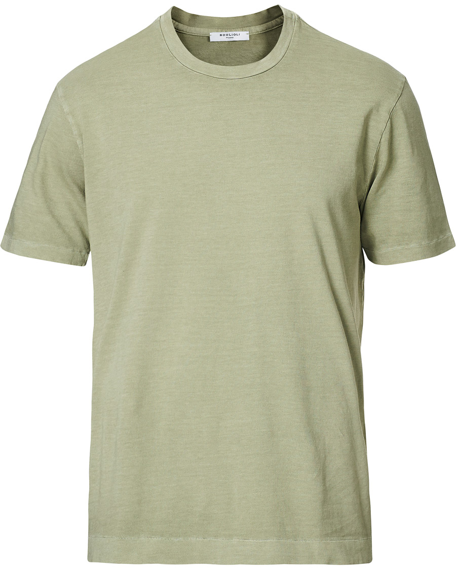 Herren | T-Shirts | Boglioli | Washed Cotton T-Shirt Sage Green