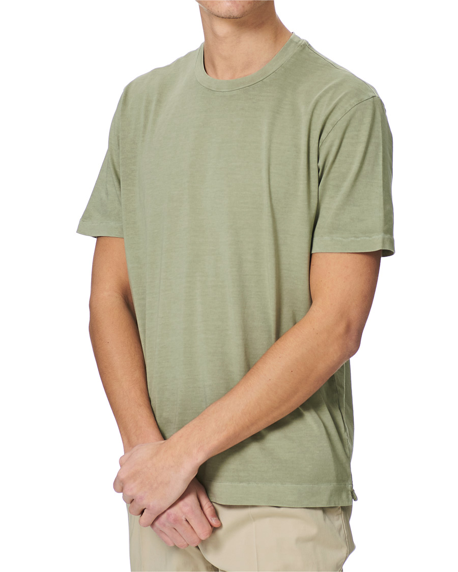 Herren | T-Shirts | Boglioli | Washed Cotton T-Shirt Sage Green