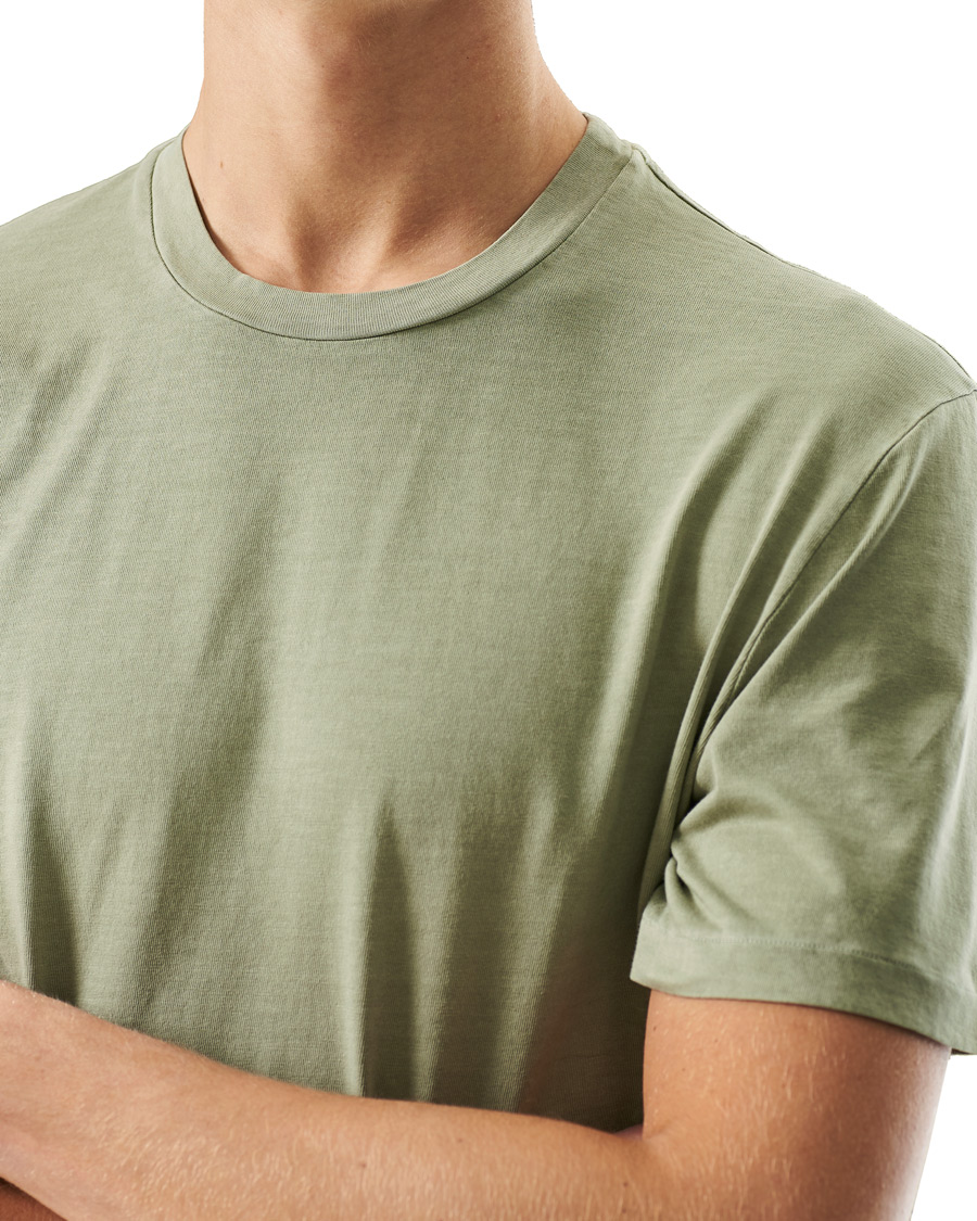 Herren | T-Shirts | Boglioli | Washed Cotton T-Shirt Sage Green