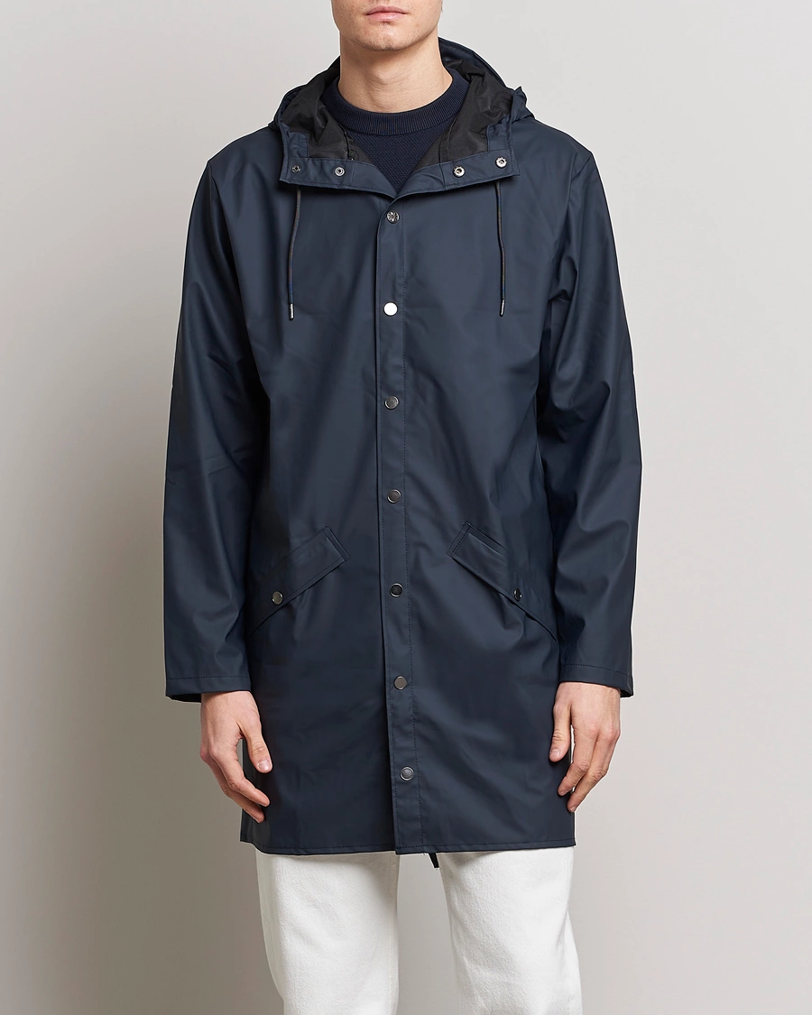 Herren | Stylisch im Regen | RAINS | Long Jacket Navy