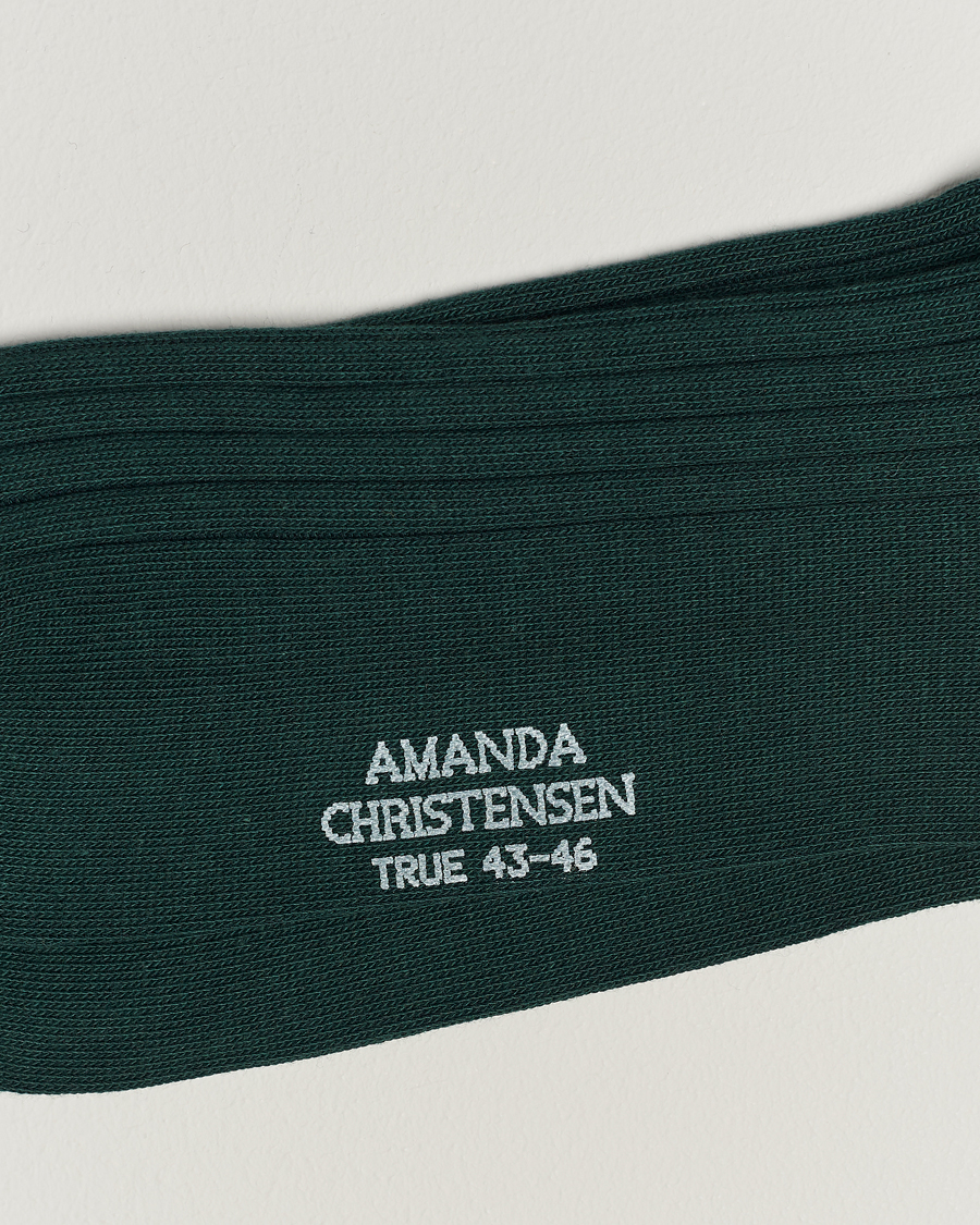 Herren | Amanda Christensen | Amanda Christensen | 3-Pack True Cotton Ribbed Socks Bottle Green