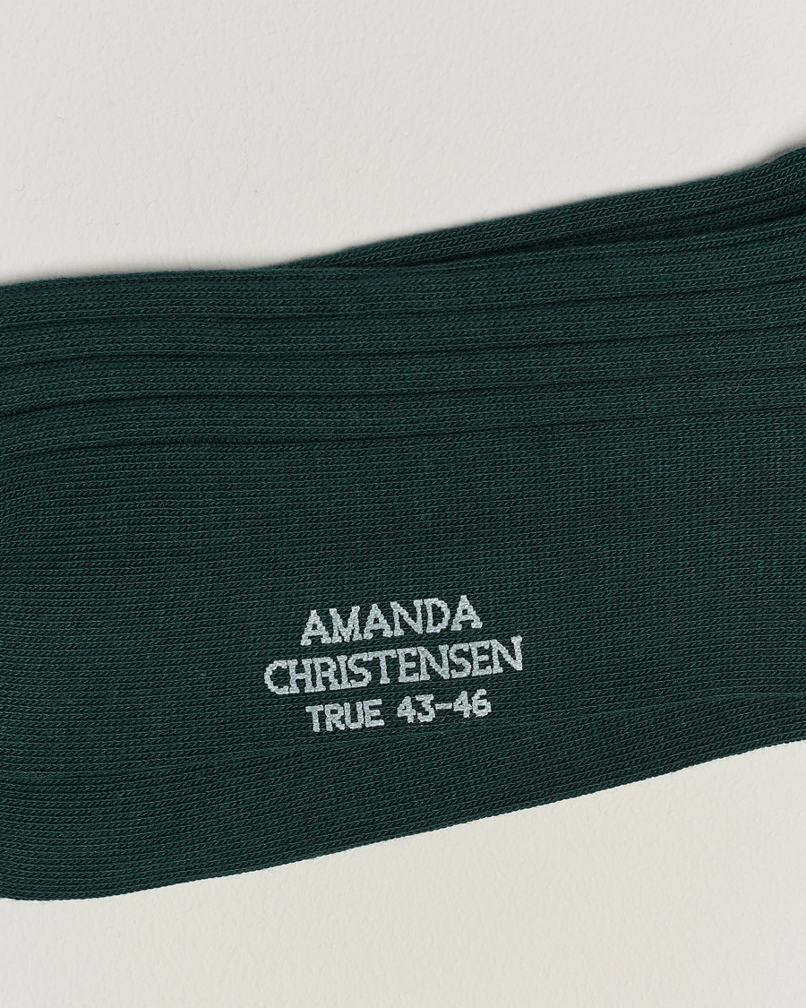 Herren | Normale Socken | Amanda Christensen | 3-Pack True Cotton Ribbed Socks Bottle Green