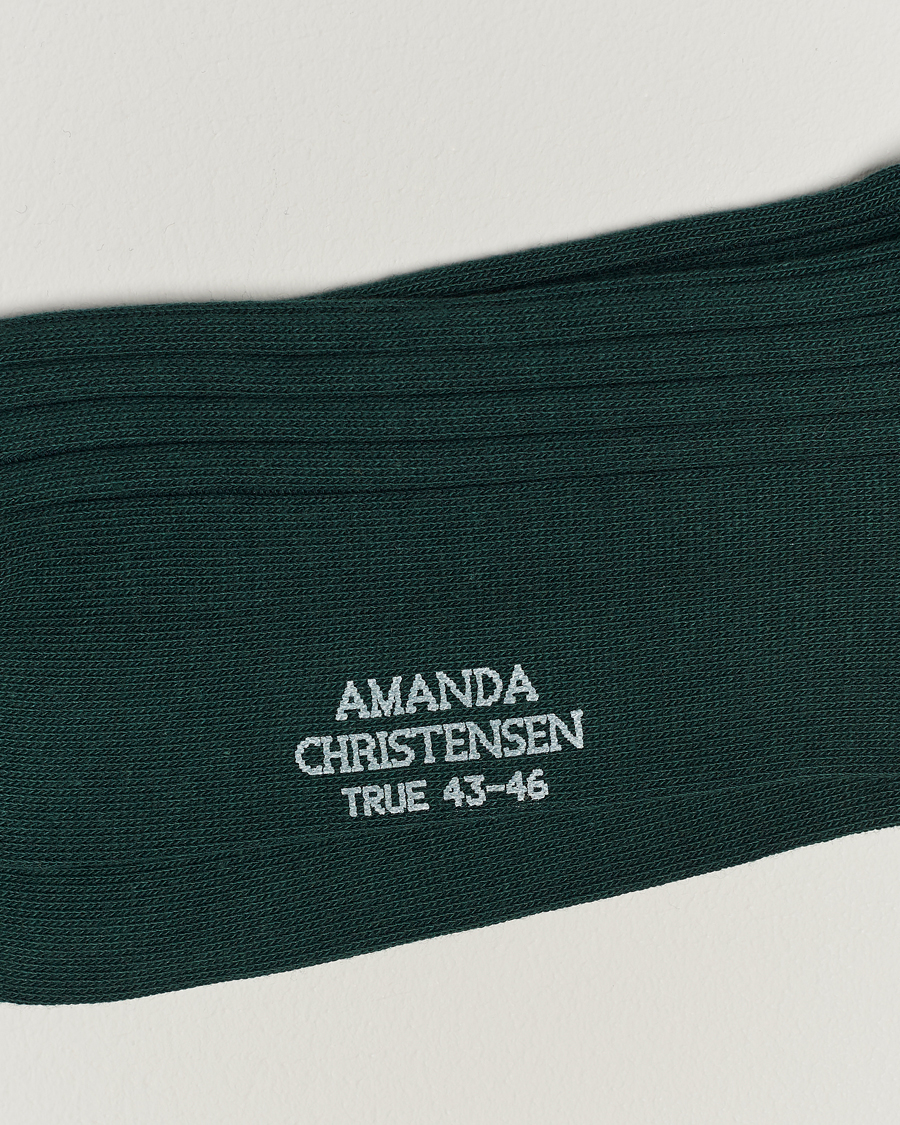 Herren | Normale Socken | Amanda Christensen | 3-Pack True Cotton Ribbed Socks Bottle Green