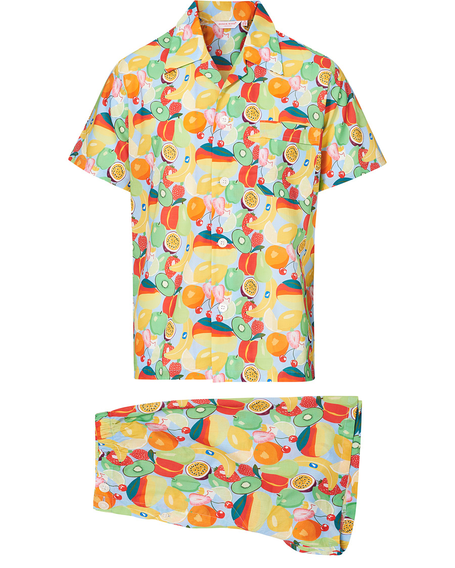 Herren | Schlafanzüge & Bademäntel | Derek Rose | Shortie Mutli Printed Cotton Pyjama Set Multi