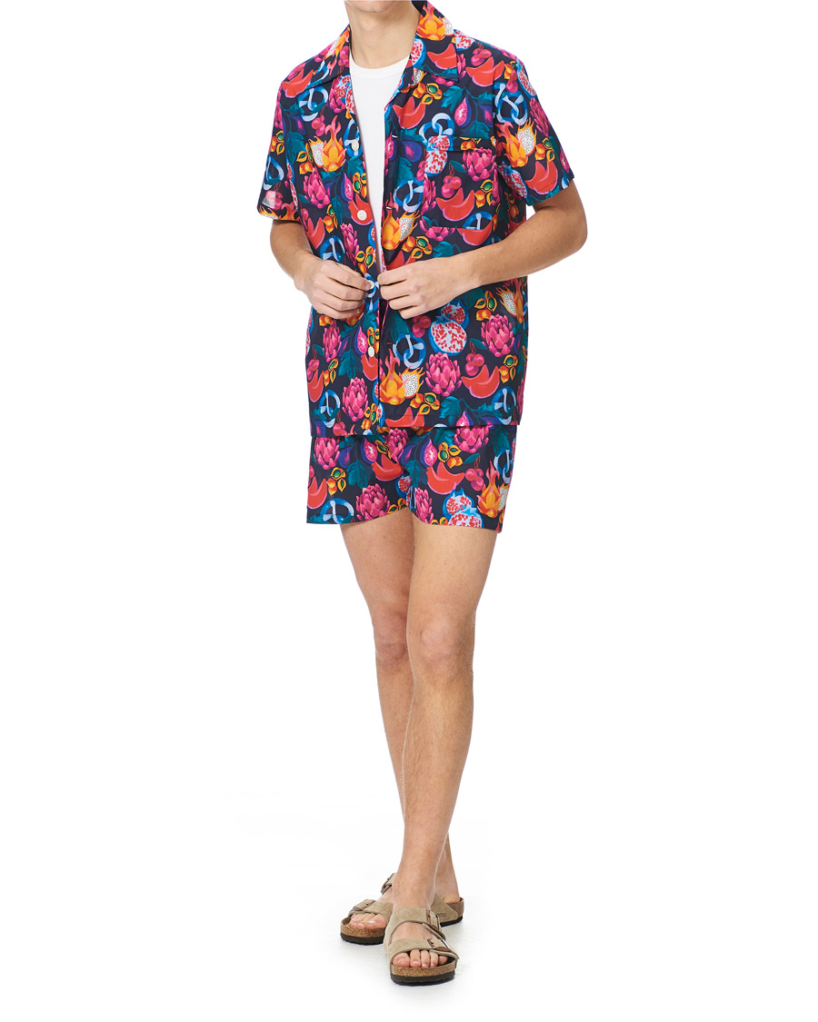 Herren | Schlafanzüge & Bademäntel | Derek Rose | Shortie Mutli Printed Cotton Pyjama Set Navy