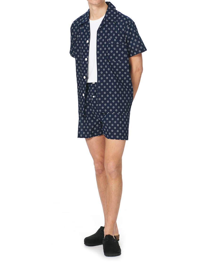 Herren | Schlafanzüge & Bademäntel | Derek Rose | Shortie Printed Cotton Pyjama Set Navy