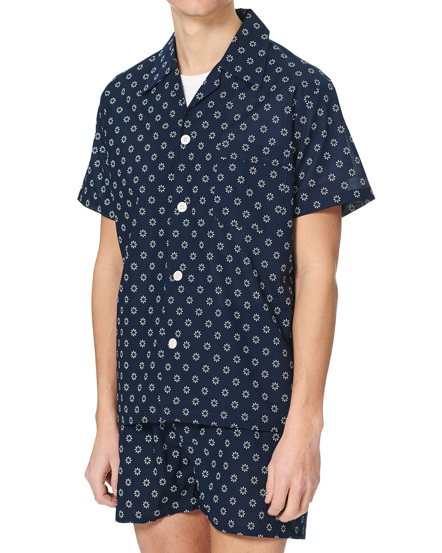 Herren | Schlafanzüge & Bademäntel | Derek Rose | Shortie Printed Cotton Pyjama Set Navy