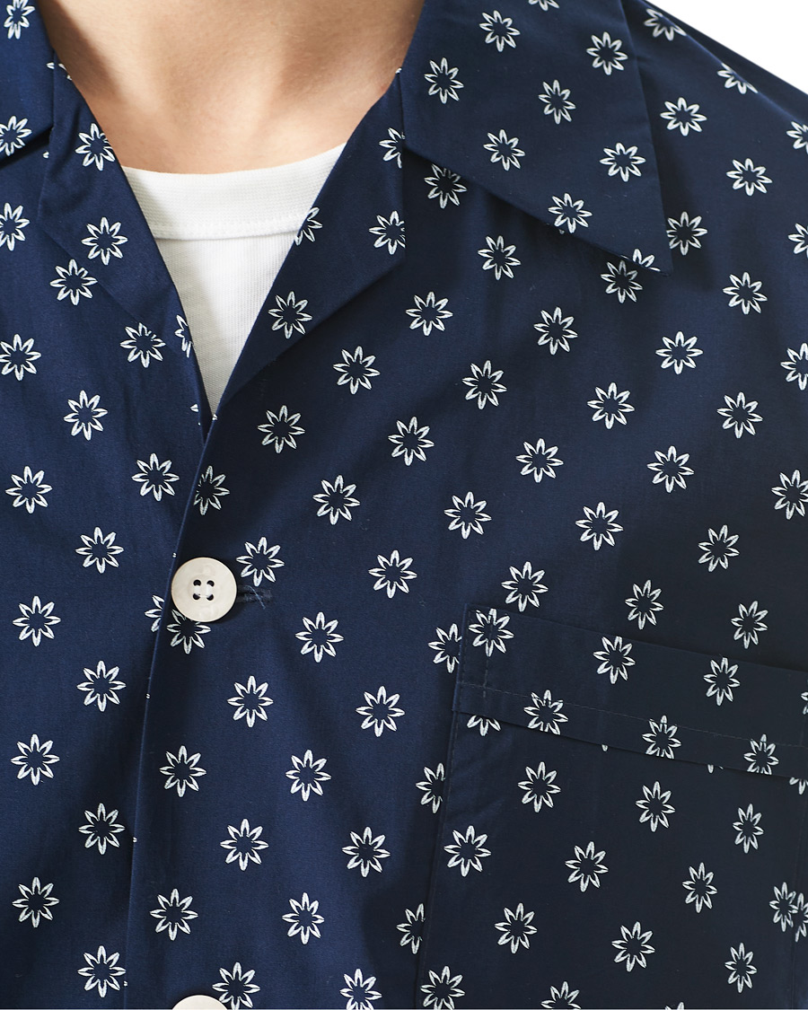Herren | Schlafanzüge & Bademäntel | Derek Rose | Shortie Printed Cotton Pyjama Set Navy
