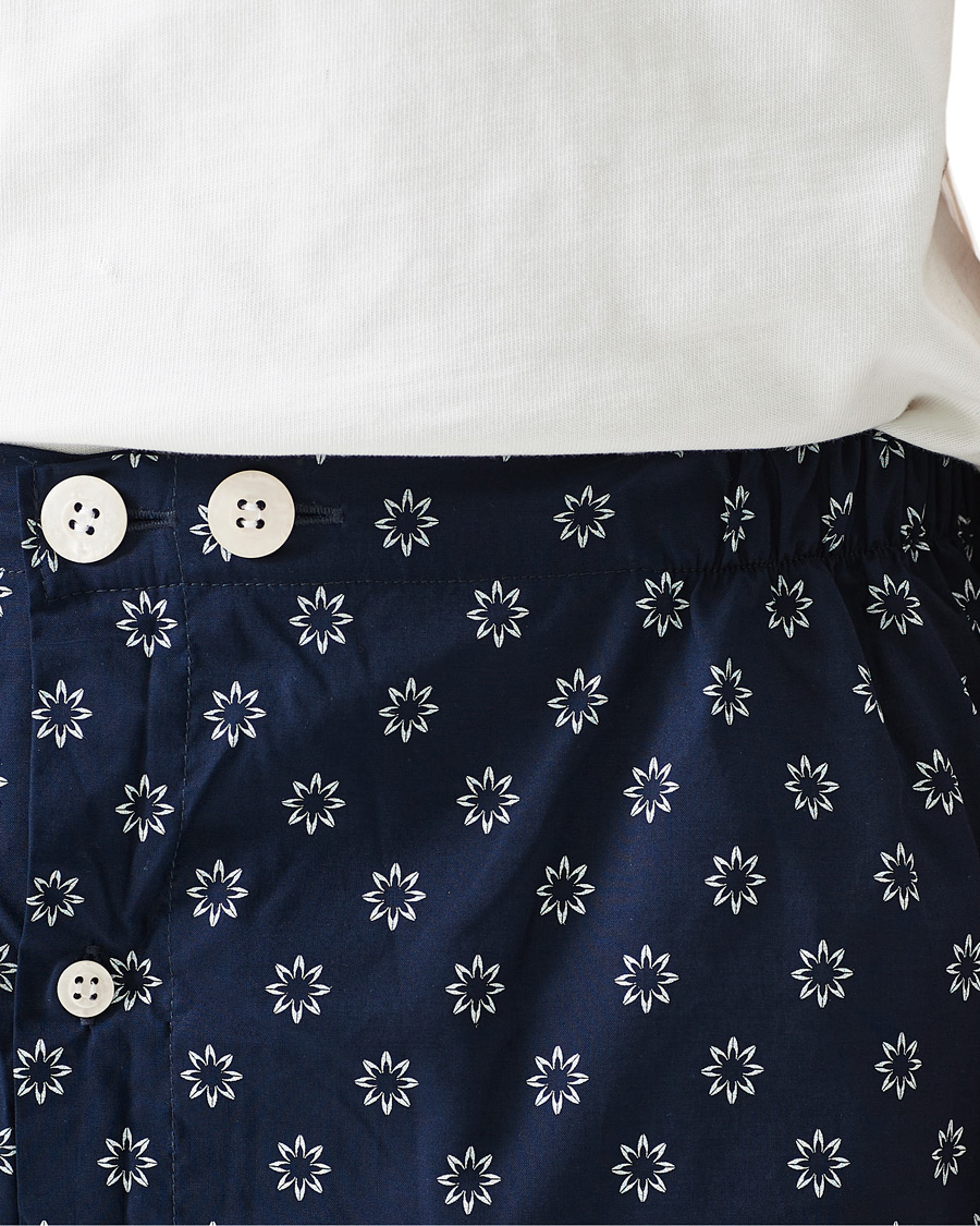 Herren | Schlafanzüge & Bademäntel | Derek Rose | Shortie Printed Cotton Pyjama Set Navy