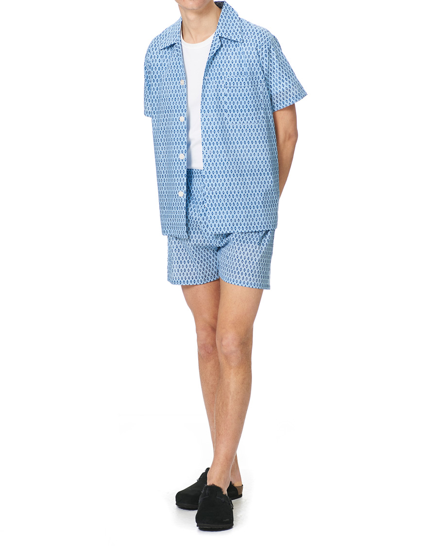 Herren | Schlafanzüge & Bademäntel | Derek Rose | Shortie Printed Cotton Pyjama Set Blue