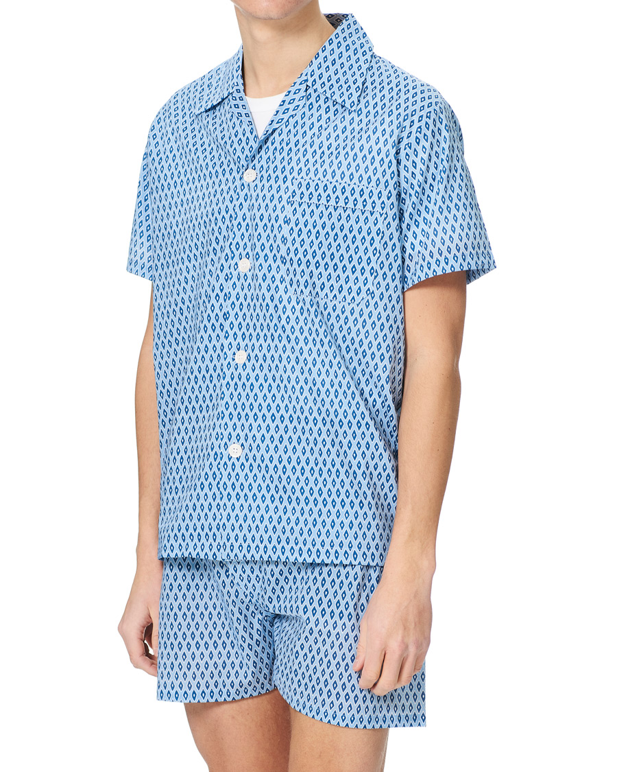 Herren | Schlafanzüge & Bademäntel | Derek Rose | Shortie Printed Cotton Pyjama Set Blue