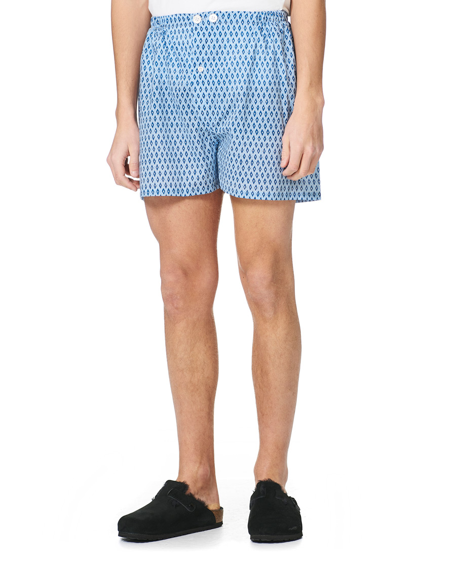Herren | Schlafanzüge & Bademäntel | Derek Rose | Shortie Printed Cotton Pyjama Set Blue