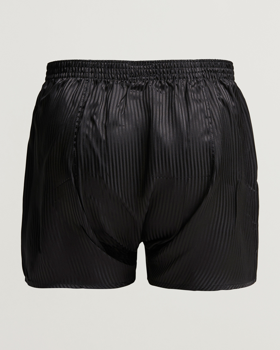 Derek Rose Classic Fit Silk Boxer Shorts Black