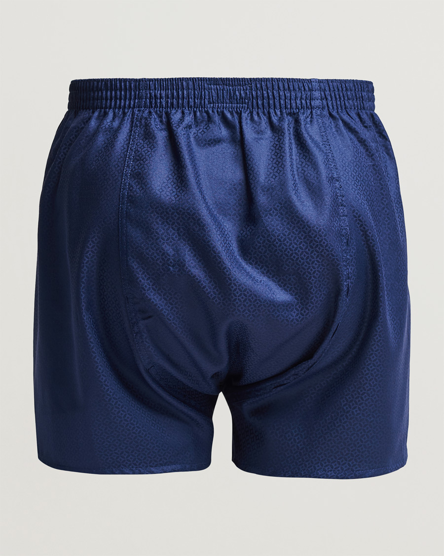 Men | Derek Rose | Derek Rose | Classic Fit Woven Cotton Boxer Shorts Navy