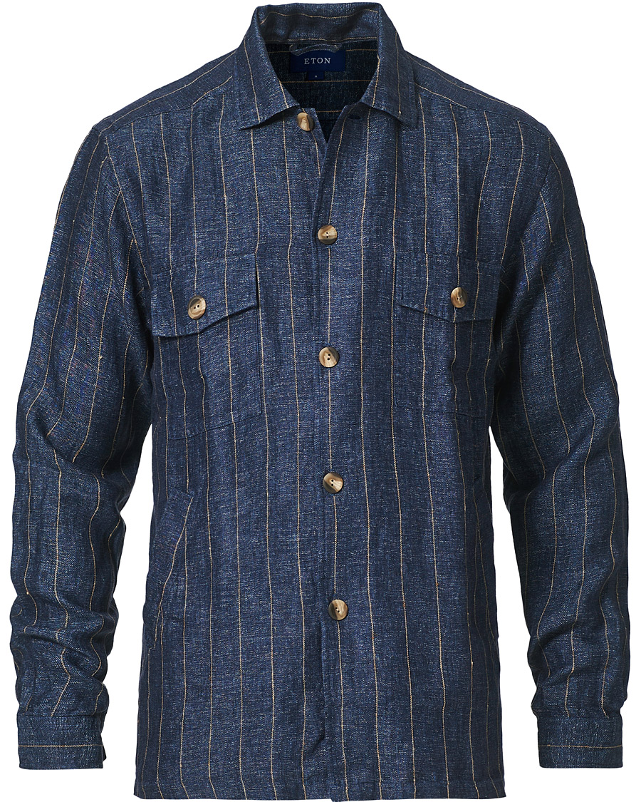 Herren | Hemden | Eton | Linen Twill Overshirt Navy
