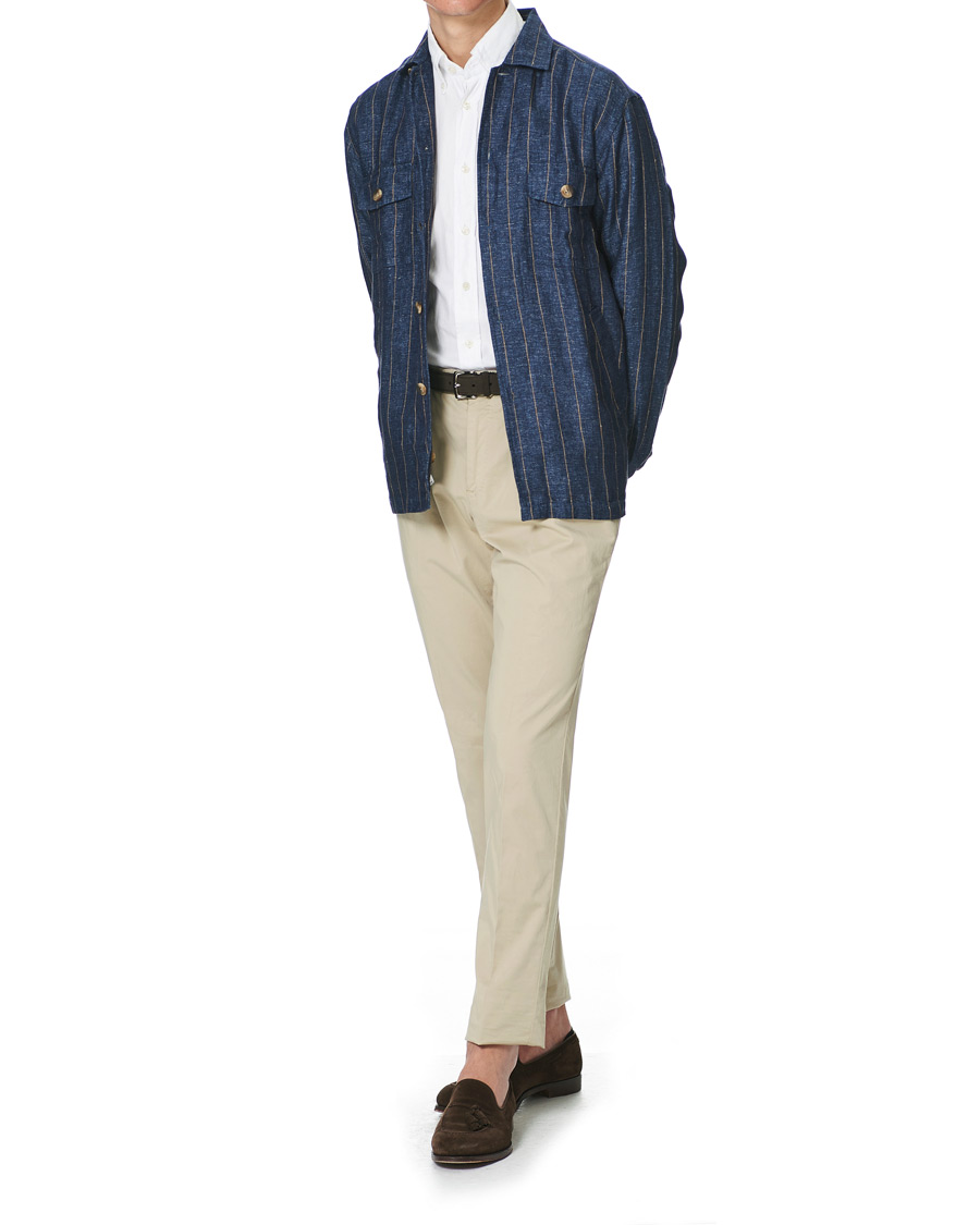 Herren | Hemden | Eton | Linen Twill Overshirt Navy