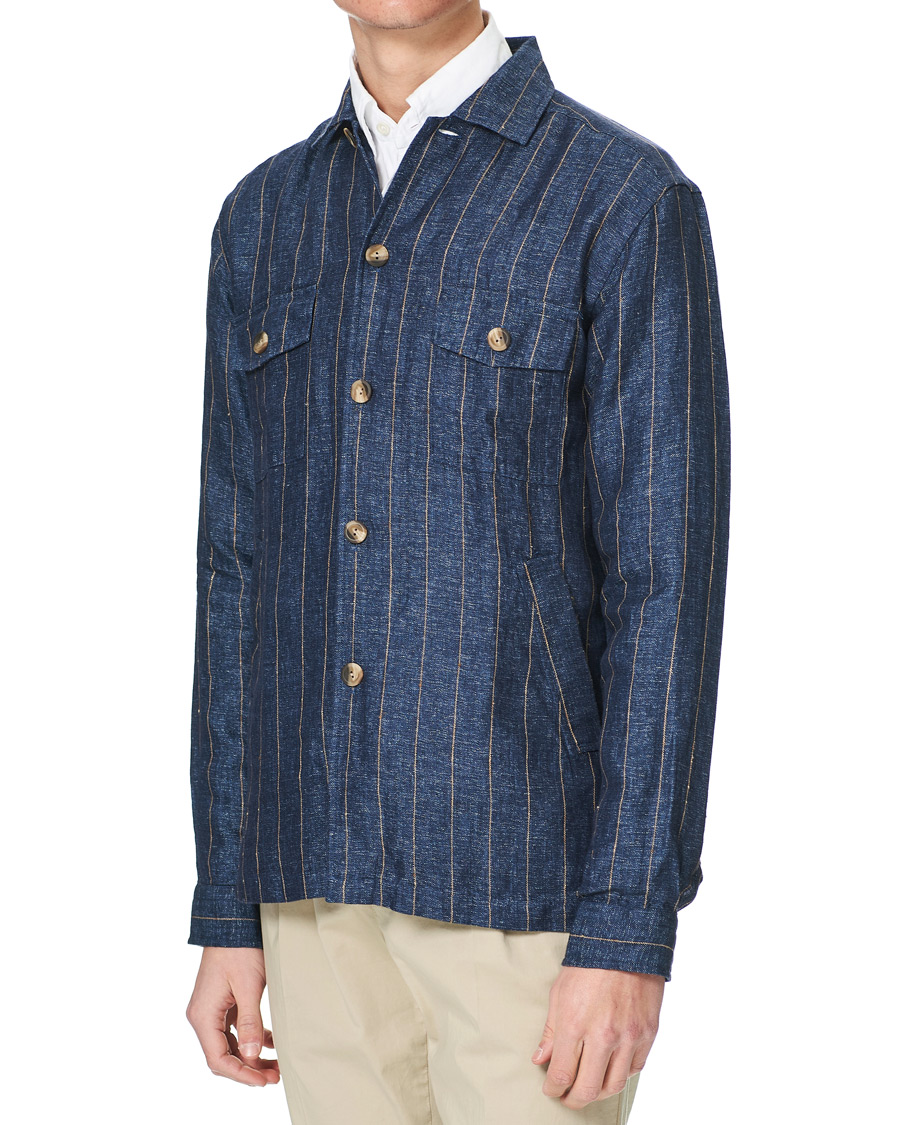 Herren | Hemden | Eton | Linen Twill Overshirt Navy