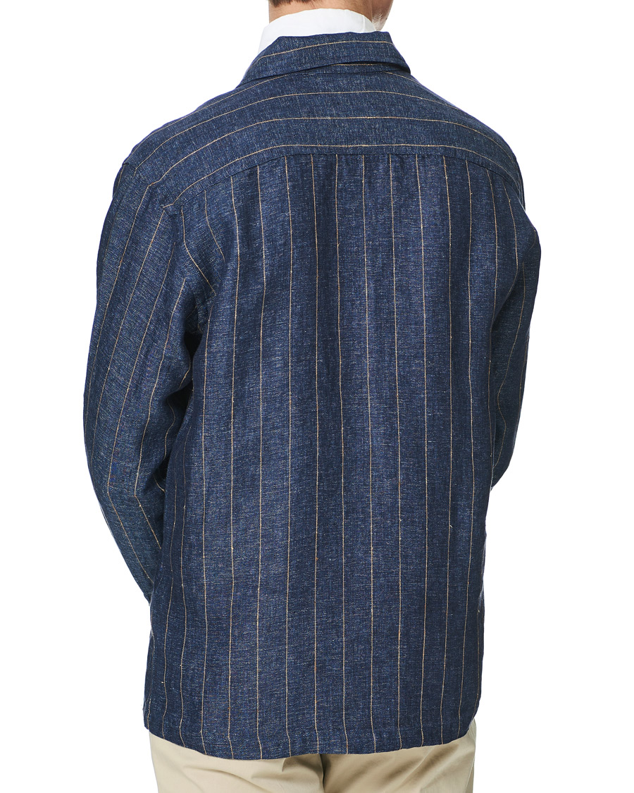 Herren | Hemden | Eton | Linen Twill Overshirt Navy
