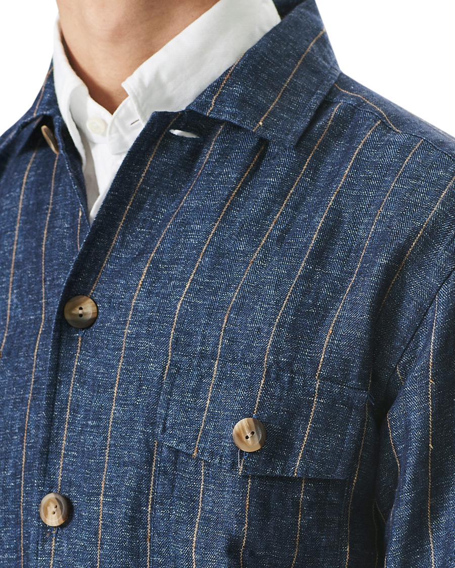Herren | Hemden | Eton | Linen Twill Overshirt Navy