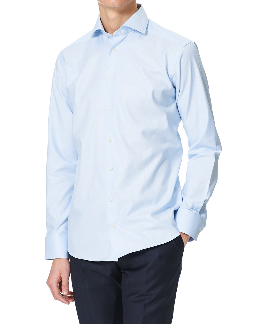 Herren | Hemden | Eton | Cotton Lyocell Stretch Wide Spread Shirt Light Blue