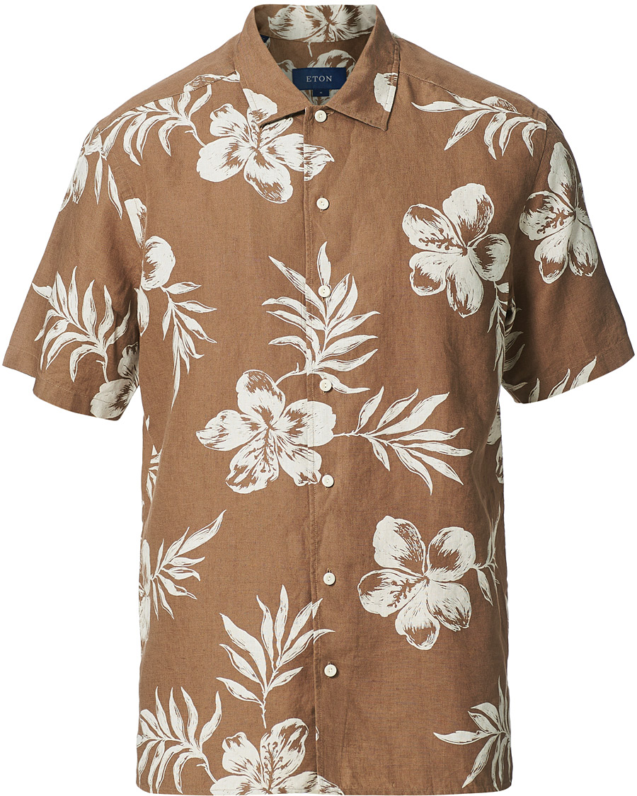 Herren | Hemden | Eton | Linen Resort Short Sleeve Shirt Hibiscus