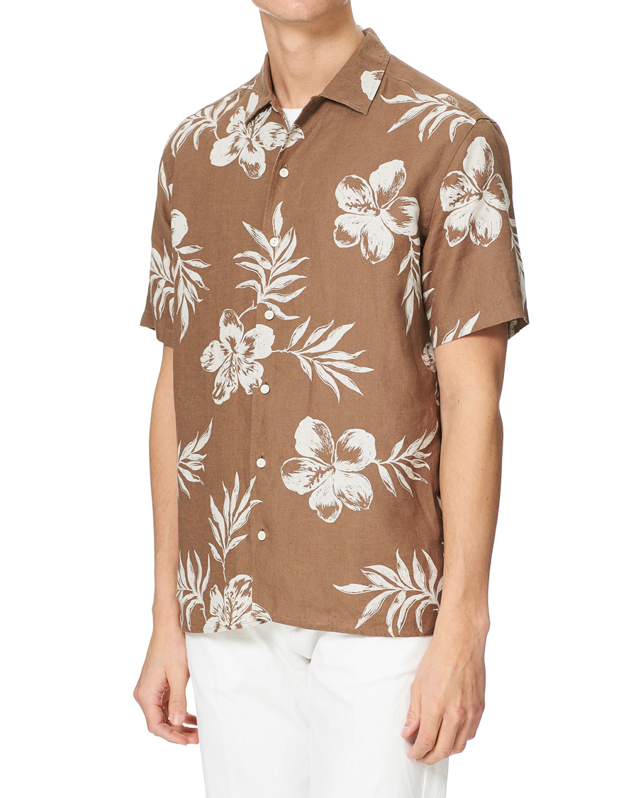 Herren | Hemden | Eton | Linen Resort Short Sleeve Shirt Hibiscus