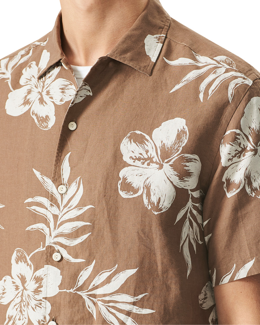 Herren | Hemden | Eton | Linen Resort Short Sleeve Shirt Hibiscus