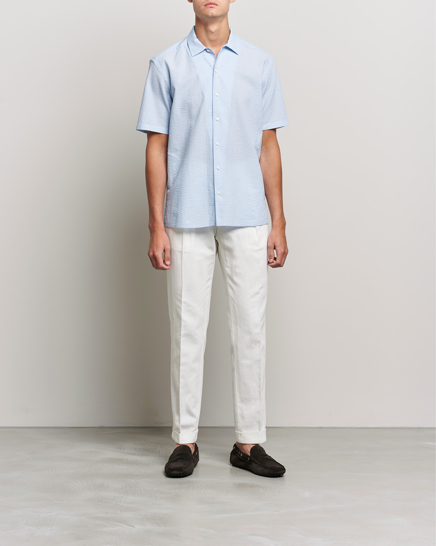 Herren | Hemden | Eton | Seersucker Short Sleeve Shirt Light Blue