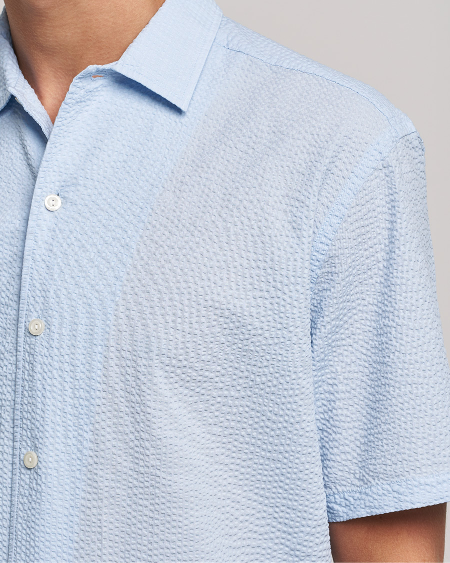 Herren | Hemden | Eton | Seersucker Short Sleeve Shirt Light Blue