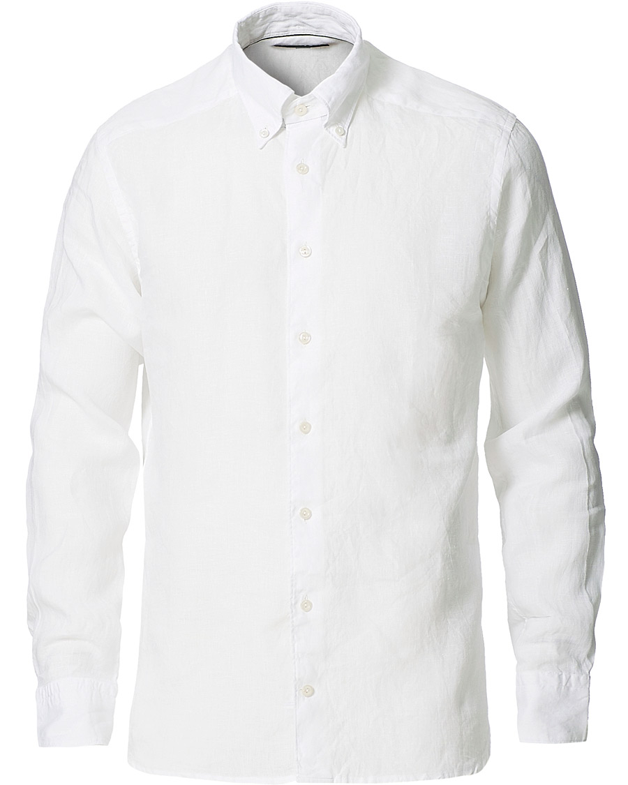 Herren | Hemden | Eton | Slim Fit Button Down Linen Shirt White