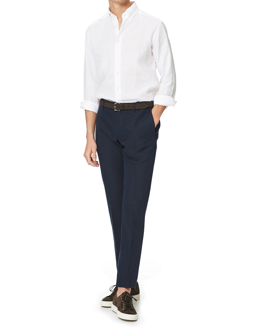 Herren | Hemden | Eton | Slim Fit Button Down Linen Shirt White