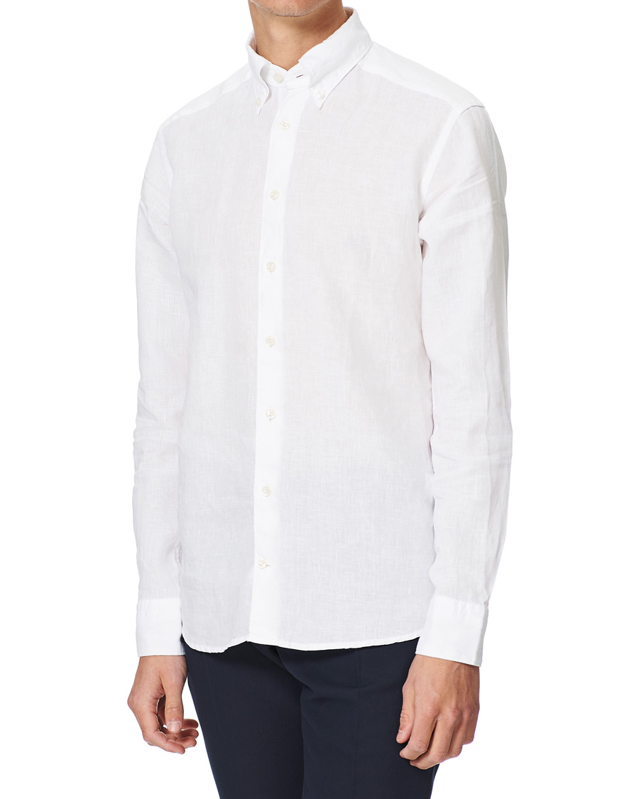 Herren | Hemden | Eton | Slim Fit Button Down Linen Shirt White