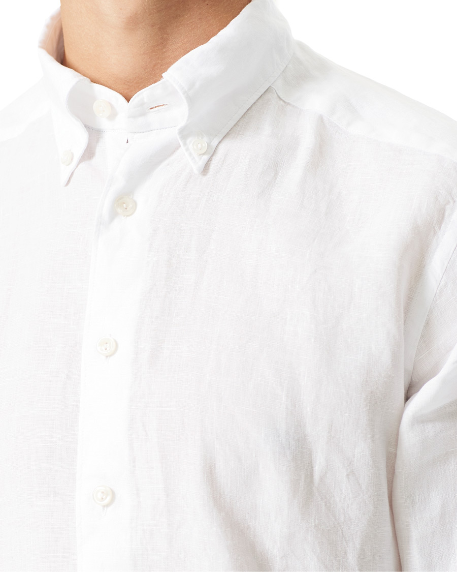 Herren | Hemden | Eton | Slim Fit Button Down Linen Shirt White