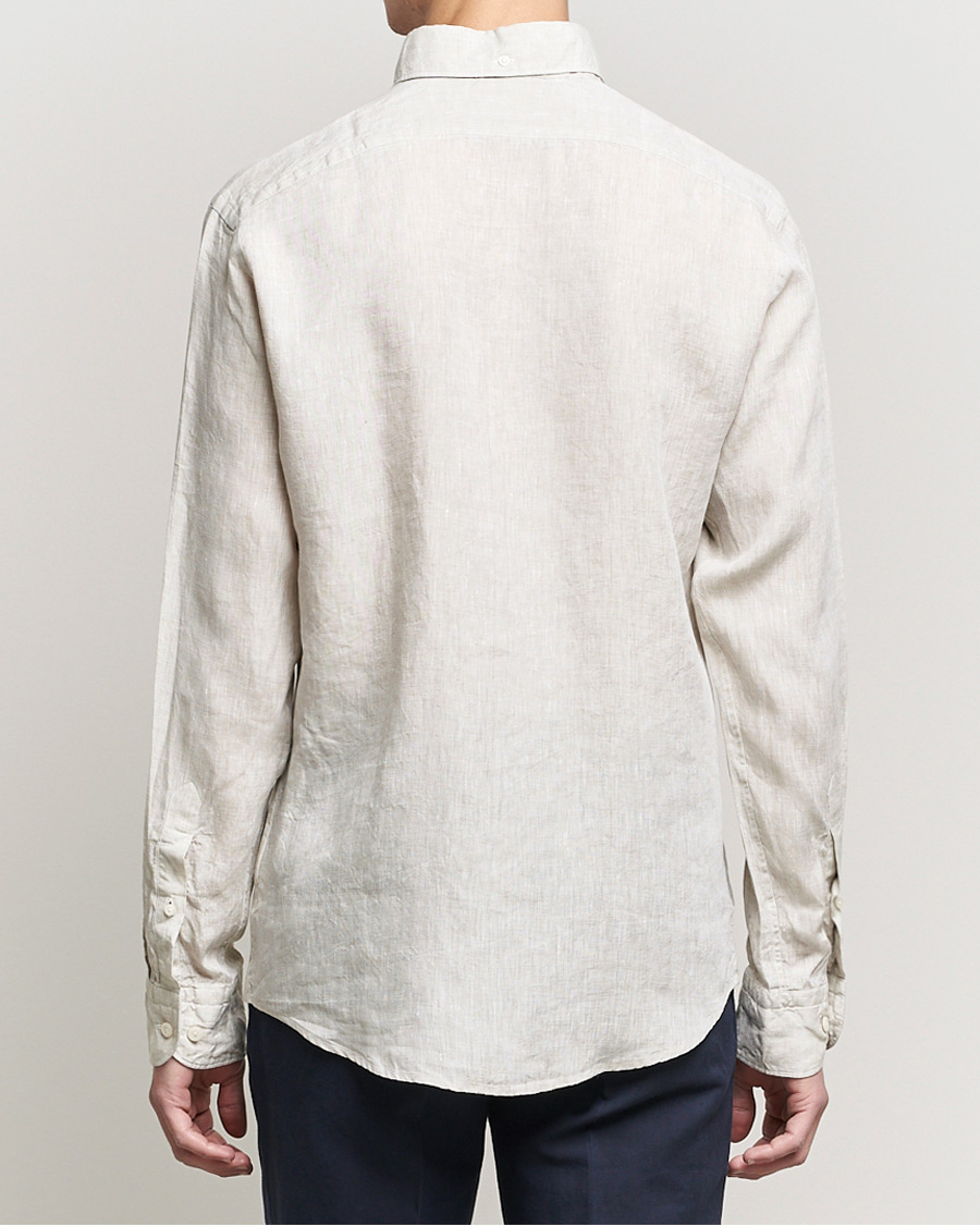 Herren | Hemden | Eton | Slim Fit Button Down Linen Shirt Beige